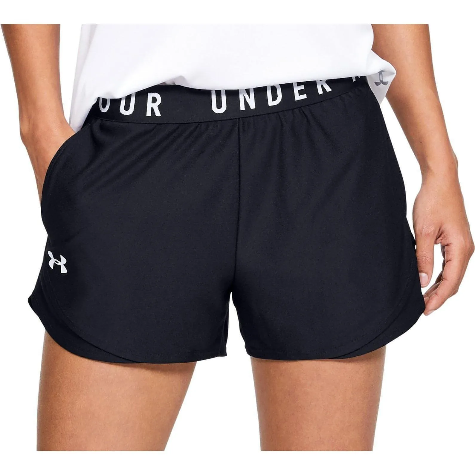 Contoured Articulation Slim Fit Wear Under Armour Play Up 3.0 Womens Running Shorts - Black