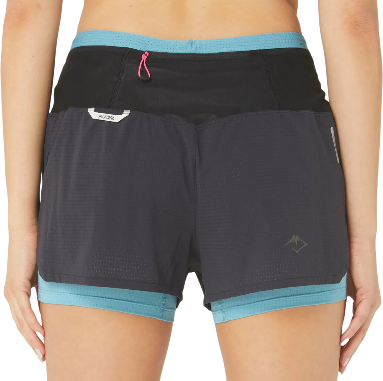 Asics FujiTrail 2 In 1 Womens Running Shorts - Black FasteningLoops