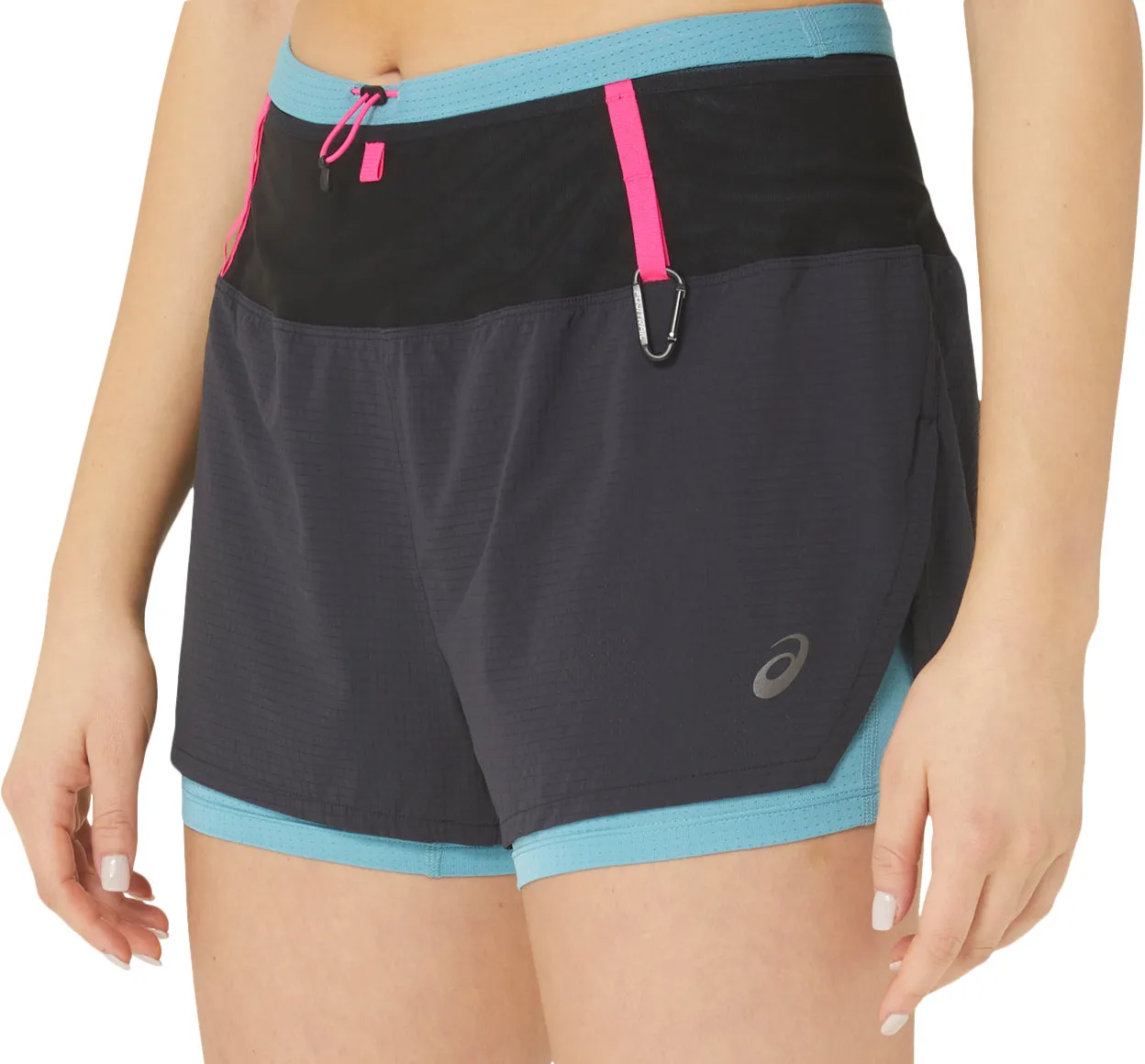 Asics FujiTrail 2 In 1 Womens Running Shorts - Black Tactile Feedback Loops