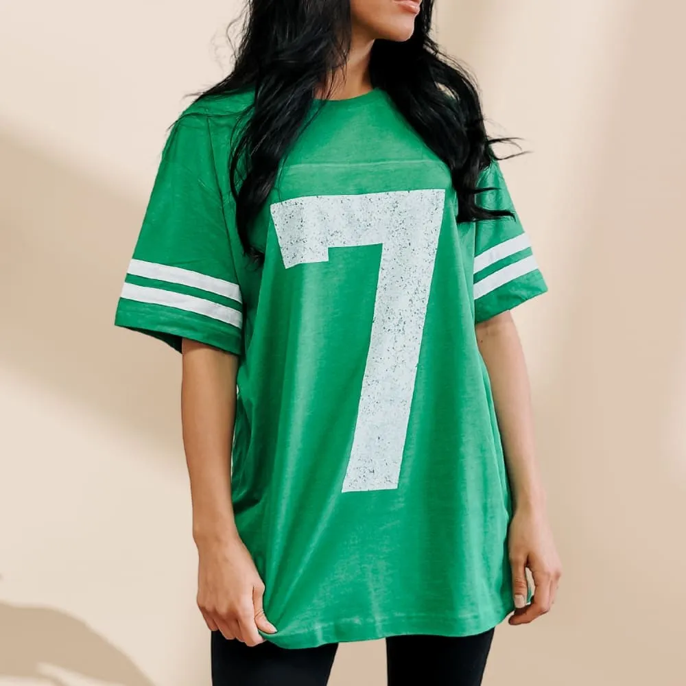 Distressed 7 Jersey Tee Cozy Vibe Unique Design