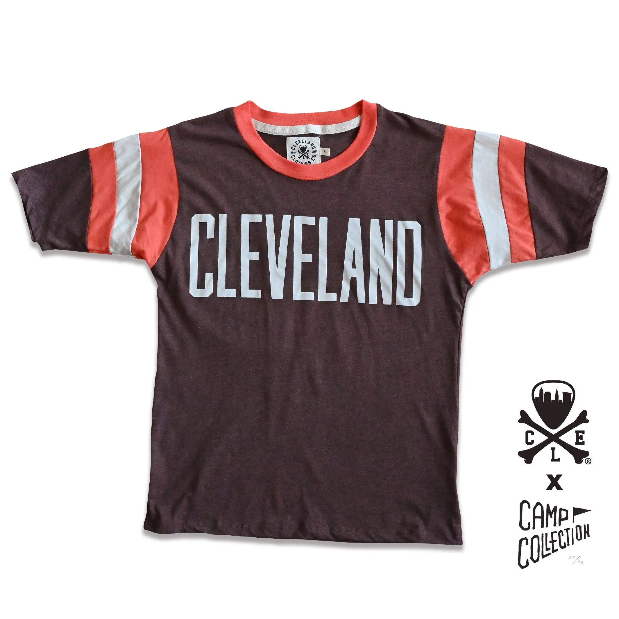 Limited Edition CLE x CAMP COLLECTION : CLEVELAND Vintage Block Letter - Mens/Unisex Crew T-Shirt Effortless Wear