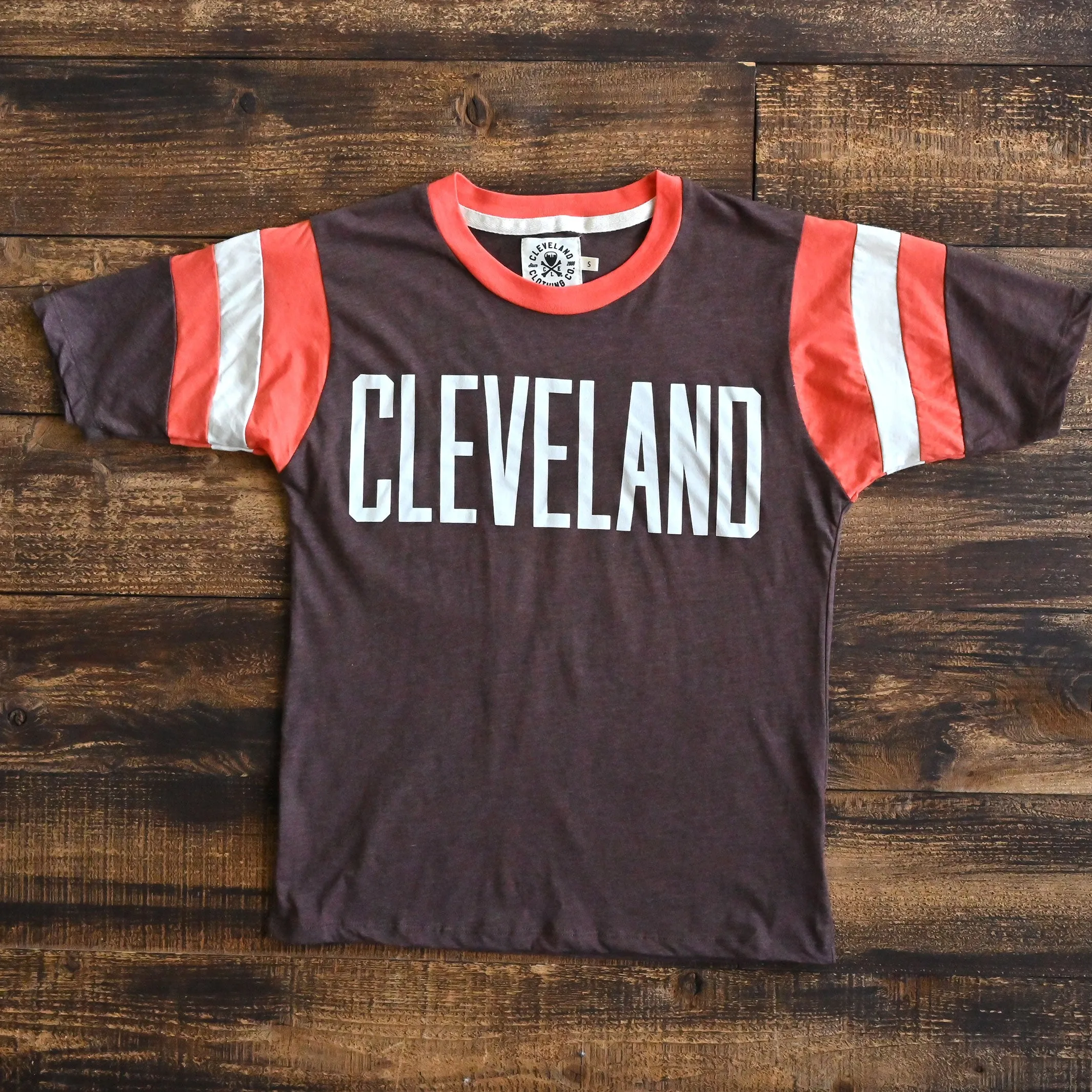 Smart Casual Look Lightweight Shirt Limited Edition CLE x CAMP COLLECTION : CLEVELAND Vintage Block Letter - Mens/Unisex Crew T-Shirt