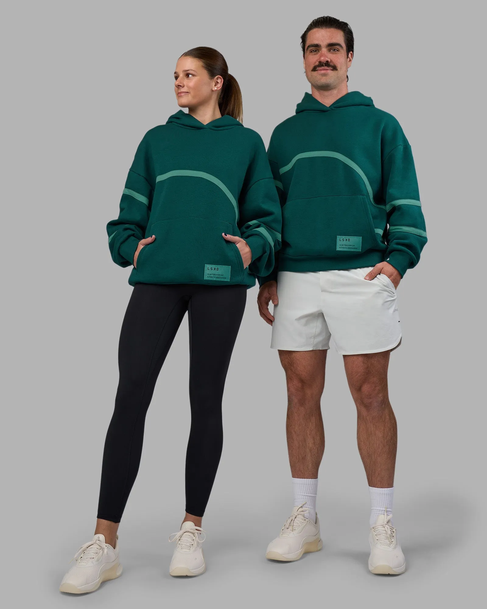 Outdoor Bold Movement Oversized Hoodie - Dark Moss-Agate Green