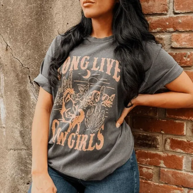 Stylish Layer Look Playful Vibes Long Live Cowgirls Tee