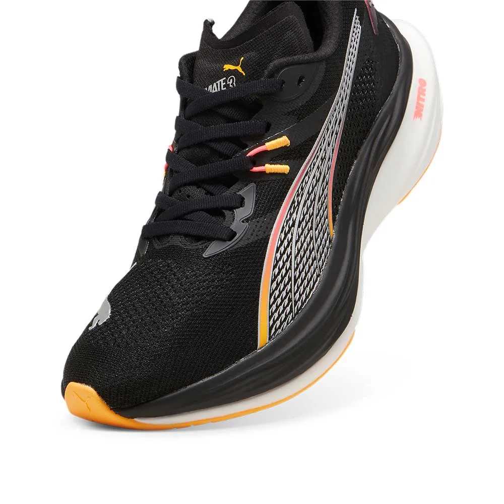 amateur running footwear Women's Deviate Nitro 3 Running Shoes - PUMA Black-Sunset Glow-Sun Stream - Regular (B)