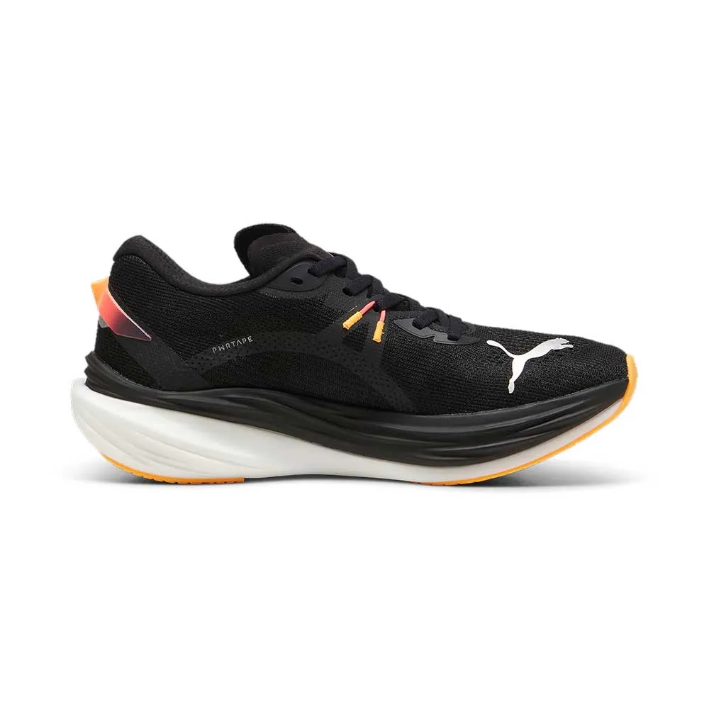 senior shoes Bounce Back Cushioning Women's Deviate Nitro 3 Running Shoes - PUMA Black-Sunset Glow-Sun Stream - Regular (B)