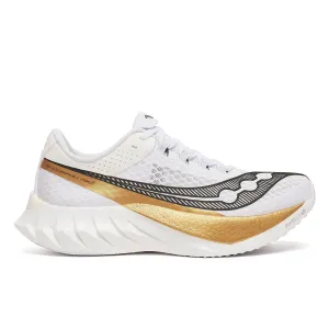 Men's Endorphin Pro 4 (103 - White/Gold) running with a minimalist style Marathon Preparation