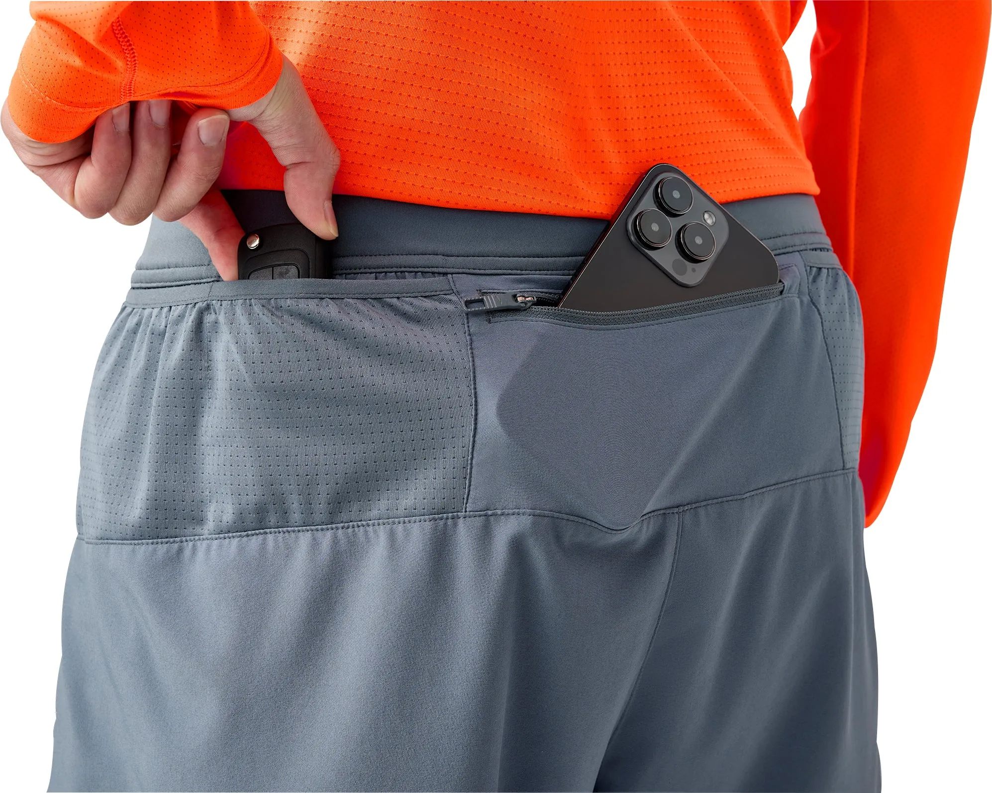 Moisture Controlled Lining Brooks Journey 5 Inch Mens Running Shorts - Grey