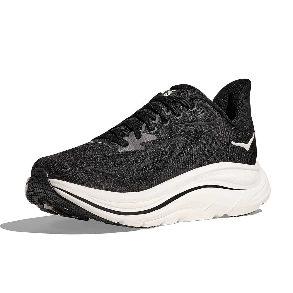 Women's Clifton 10 Running Shoe - Black/White - Wide (D) Friction Reduced Interior