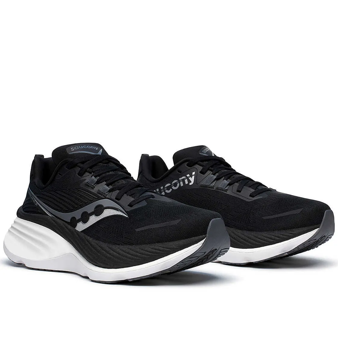 Custom Fit Insole Quick Dry Inner Sock Saucony Women's Hurricane 24 Wide Fit Running Shoes Black / Carbon