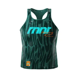 Women's All Out Singlet Cropped (Drippy Cheetah Teal) OdorResistant Coating Active Gear