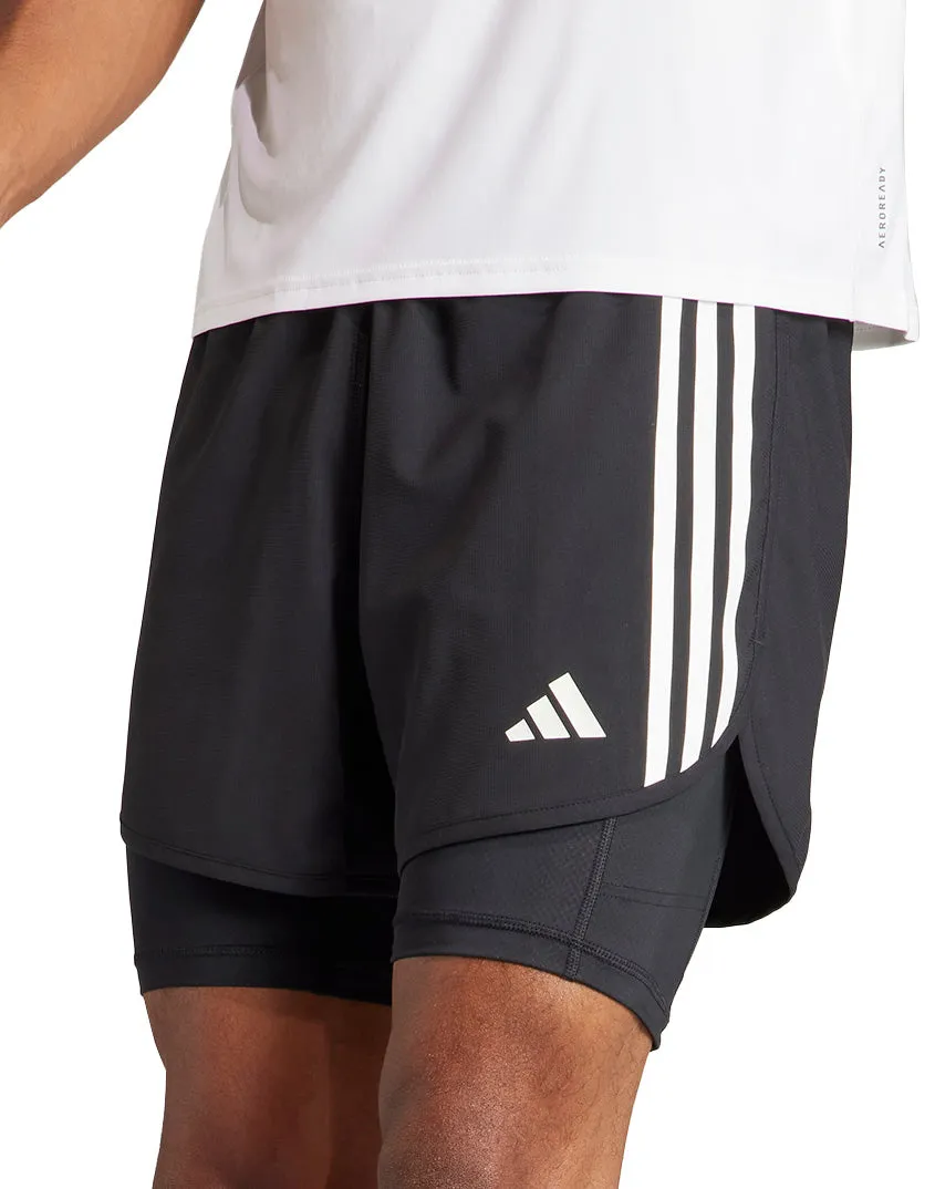 Active Lifestyle adidas Own The Run 3 Stripes 2 In 1 Mens Running Shorts - Black