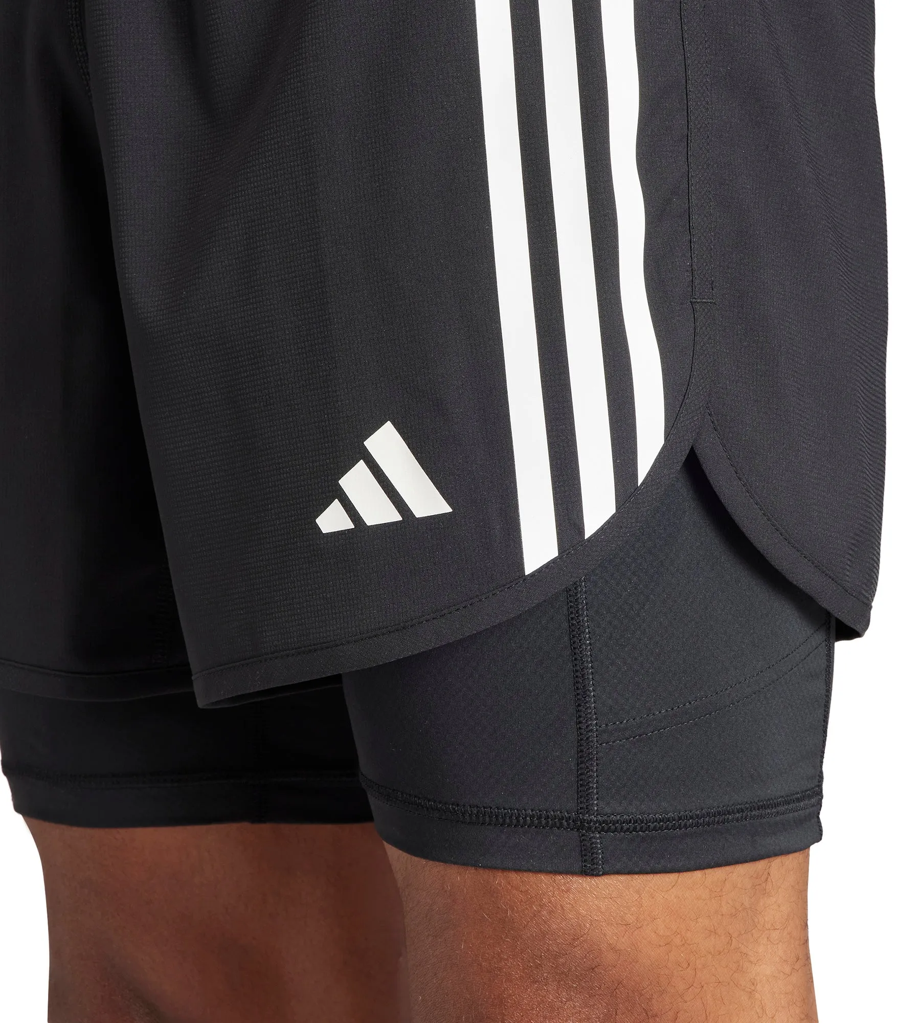 adidas Own The Run 3 Stripes 2 In 1 Mens Running Shorts - Black Outdoor Movement Chilly Weather