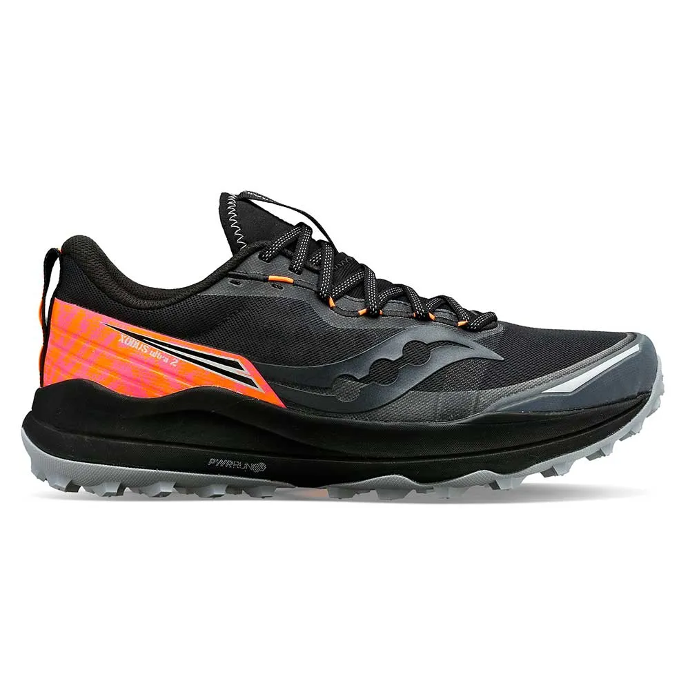 Women's Xodus Ultra 2 Trail Running Shoe - Black/ViZiOrange - Regular (B) running on track shoes curved track running wear
