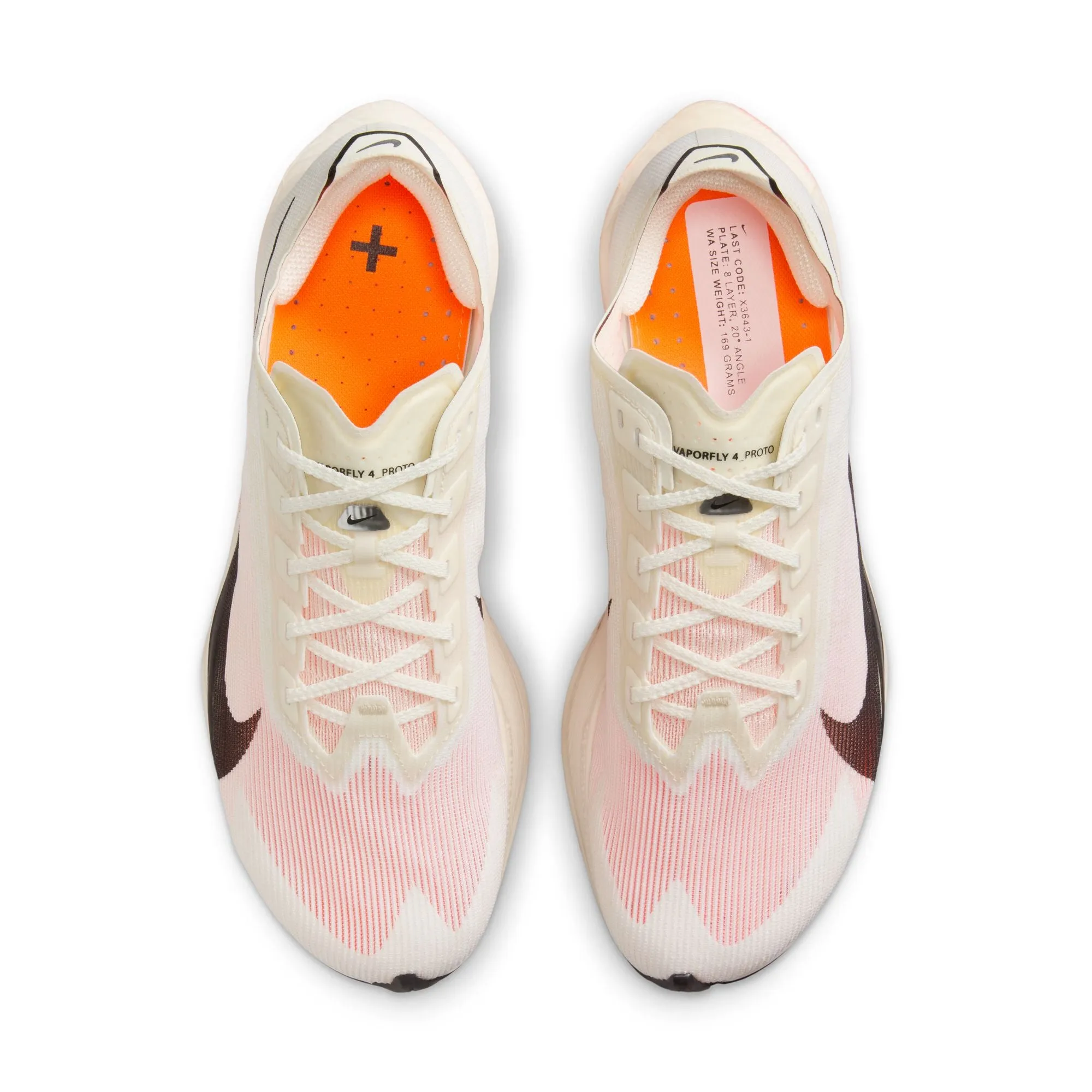 Women's Vaporfly 4 Proto Running Shoes Sail / Total Orange / White / Black Muscle - building running in school races shoes