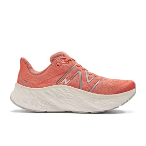 New Balance Fresh Foam More v4 (Womens) - Gulf Red with Sea Salt and Silver Metallic cushioned leather shoes