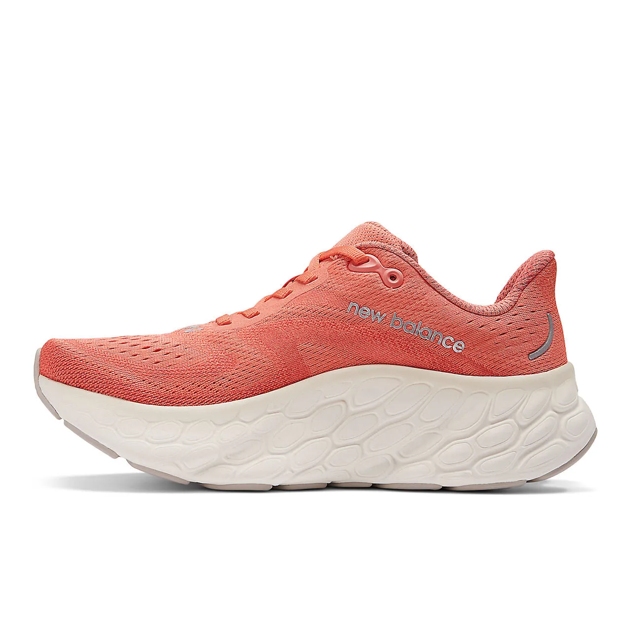 New Balance Fresh Foam More v4 (Womens) - Gulf Red with Sea Salt and Silver Metallic Motion Boost