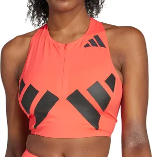 Quick Release Fabric Support - providing adidas Adizero Road To Records Womens Running Crop Top - Red