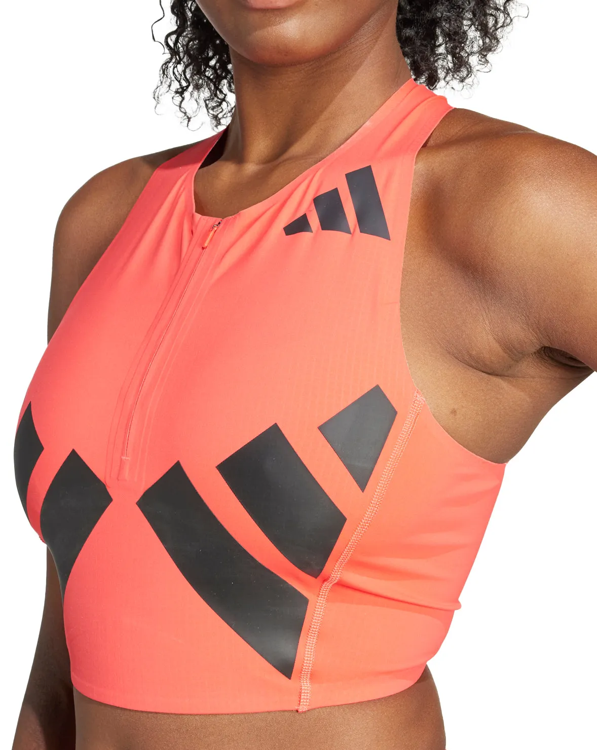 adidas Adizero Road To Records Womens Running Crop Top - Red Stretch Fit