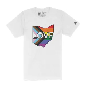 Odor Resistant Material Breathable Fit Ohio Love Progress Pride - Mens/Unisex Crew T-Shirt