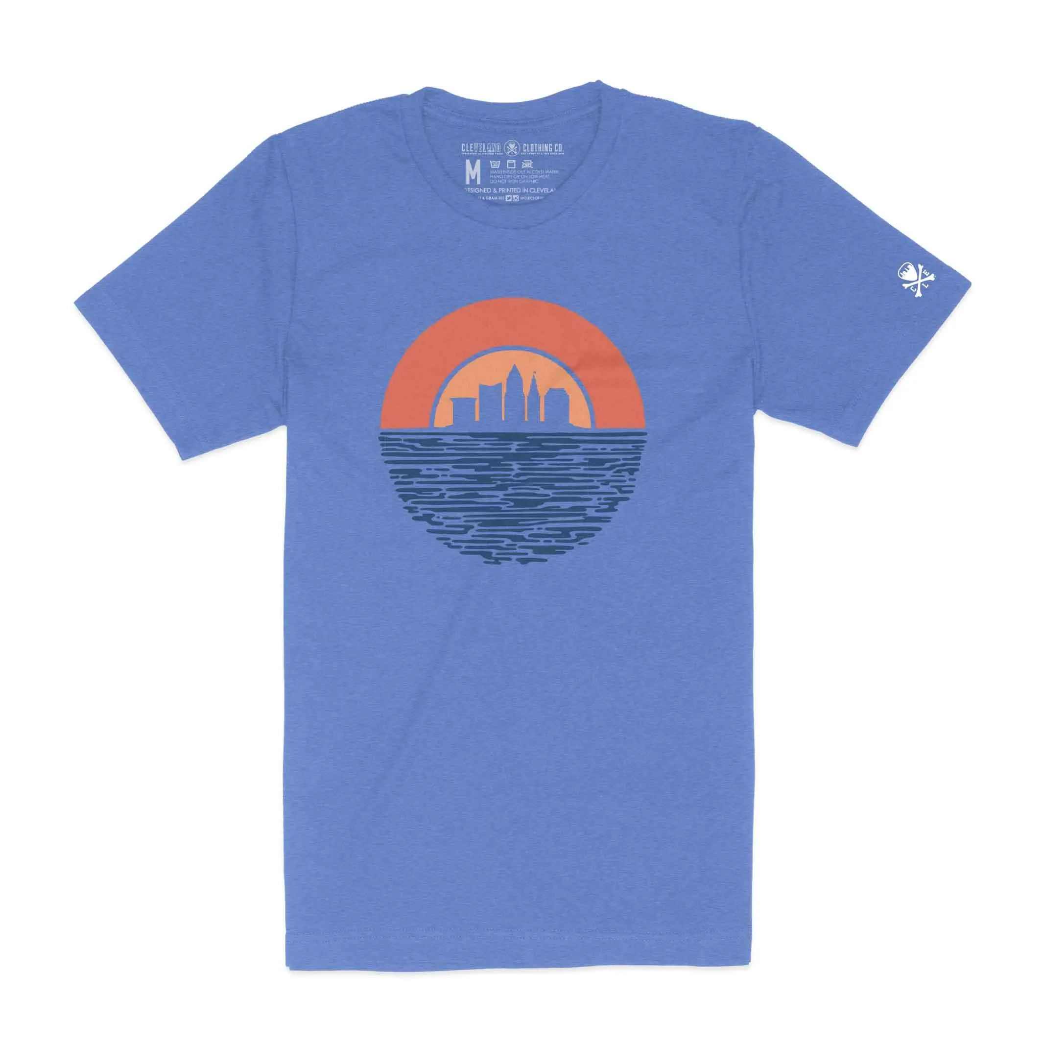 Chic Vibes Cleveland Sunset - Mens/Unisex Crew T-Shirt - Heather Blue