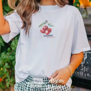 Wrinkle Resistant Texture Cherries Relaxed Boxy Tee