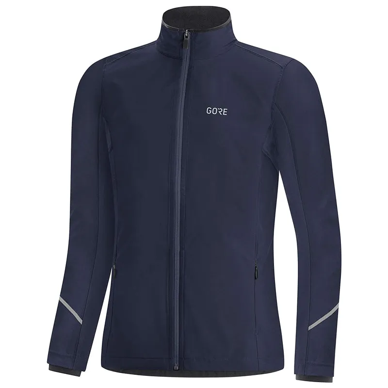 Gore Wear R3 Partial Gore-Tex Infinium Women's Running Jacket - Orbit Blue Rollaway Collar Feature Cozy Lining