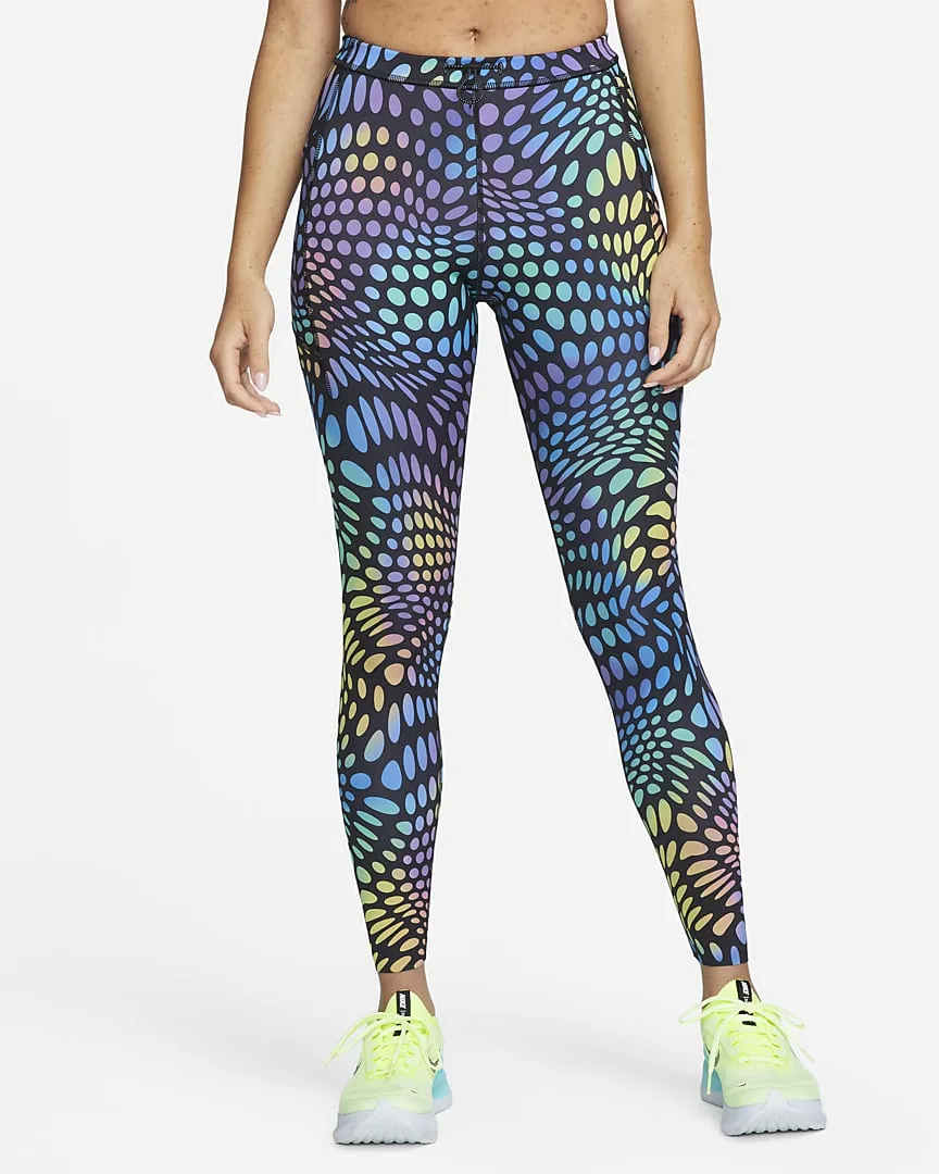 FlexibleCollar Women's Run Division Mid-Rise Leggings (010 - Black/Black)