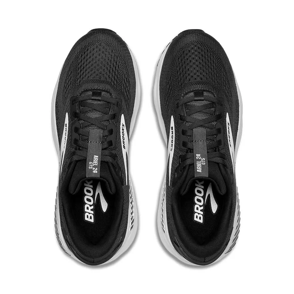 Women's Ariel GTS 24 Running Shoe - Ebony/Black/White - Wide (D) velcro - closure shoe form Performance shoes