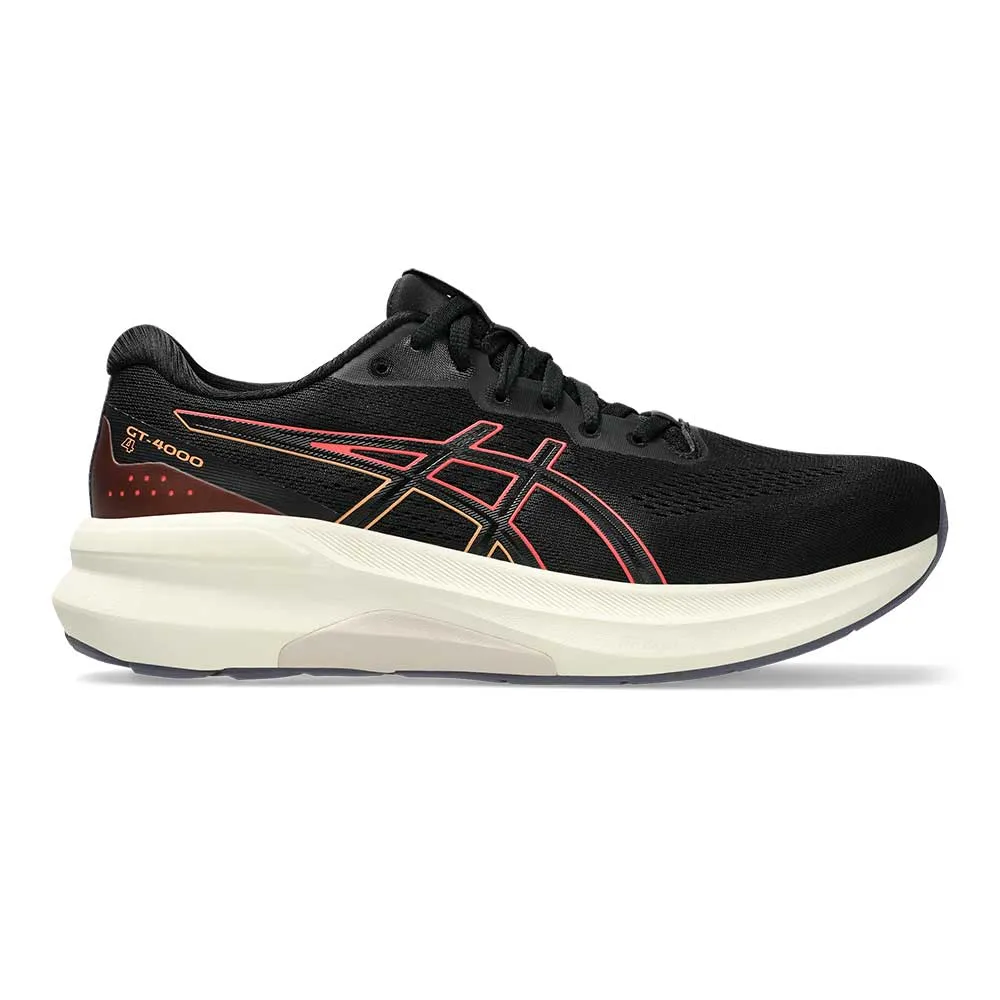 air - cushioned shoes Women's GT-4000 4 Running Shoe - Black/Coral Reef - Regular (B)