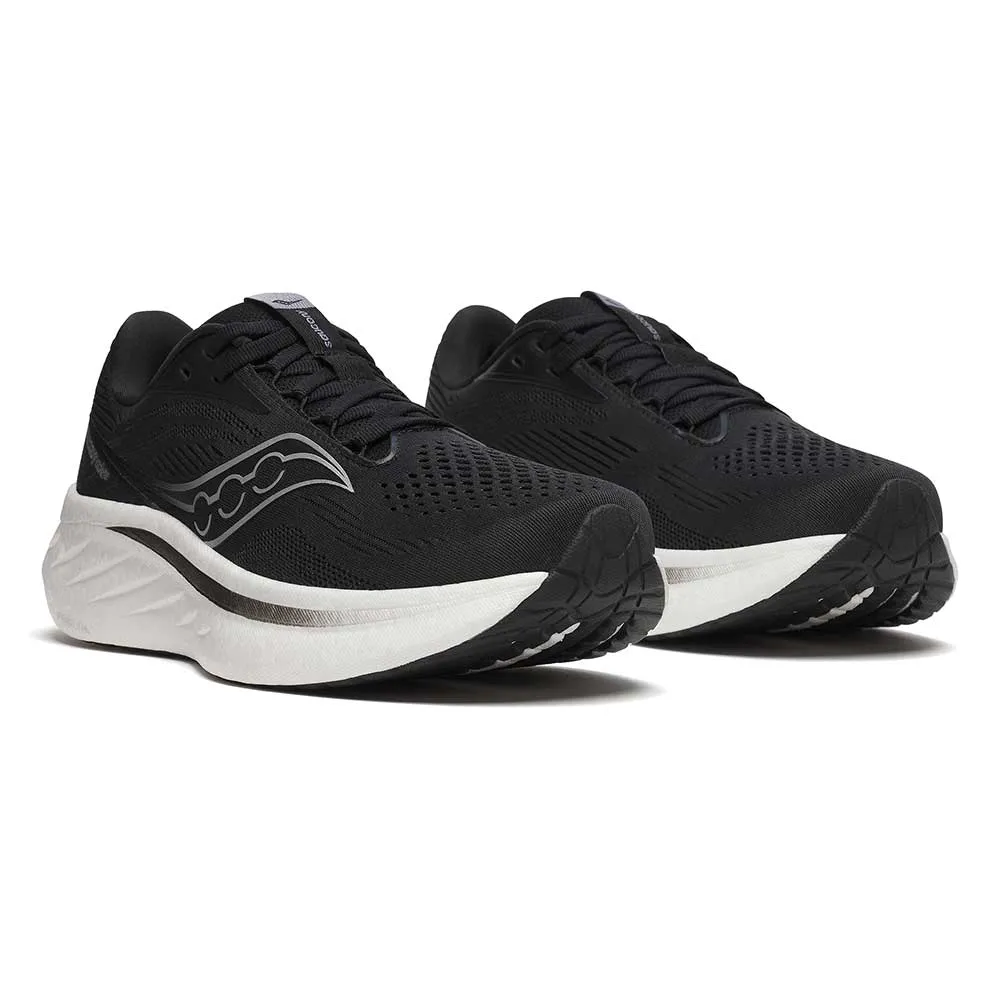 Women's Ride 18 Running Shoe - Black/White - Regular (B) latex - sole shoes