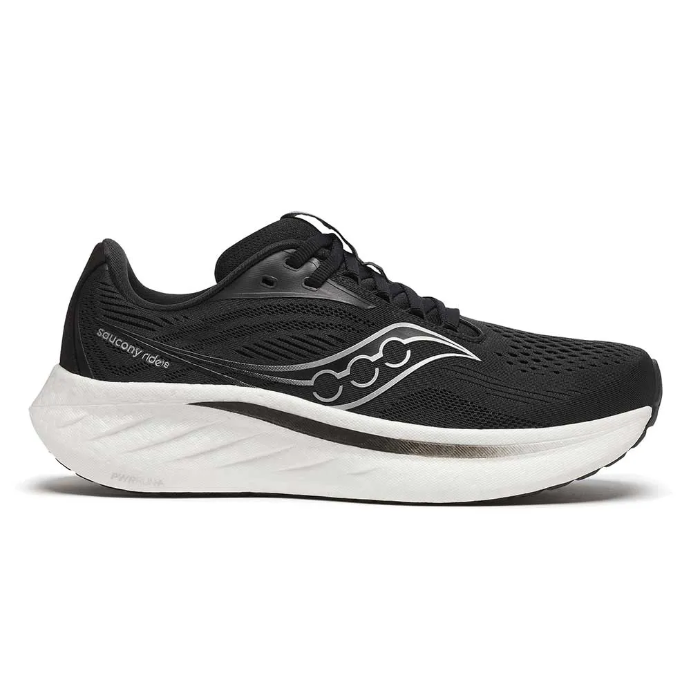 Women's Ride 18 Running Shoe - Black/White - Regular (B) performance - optimized shoes