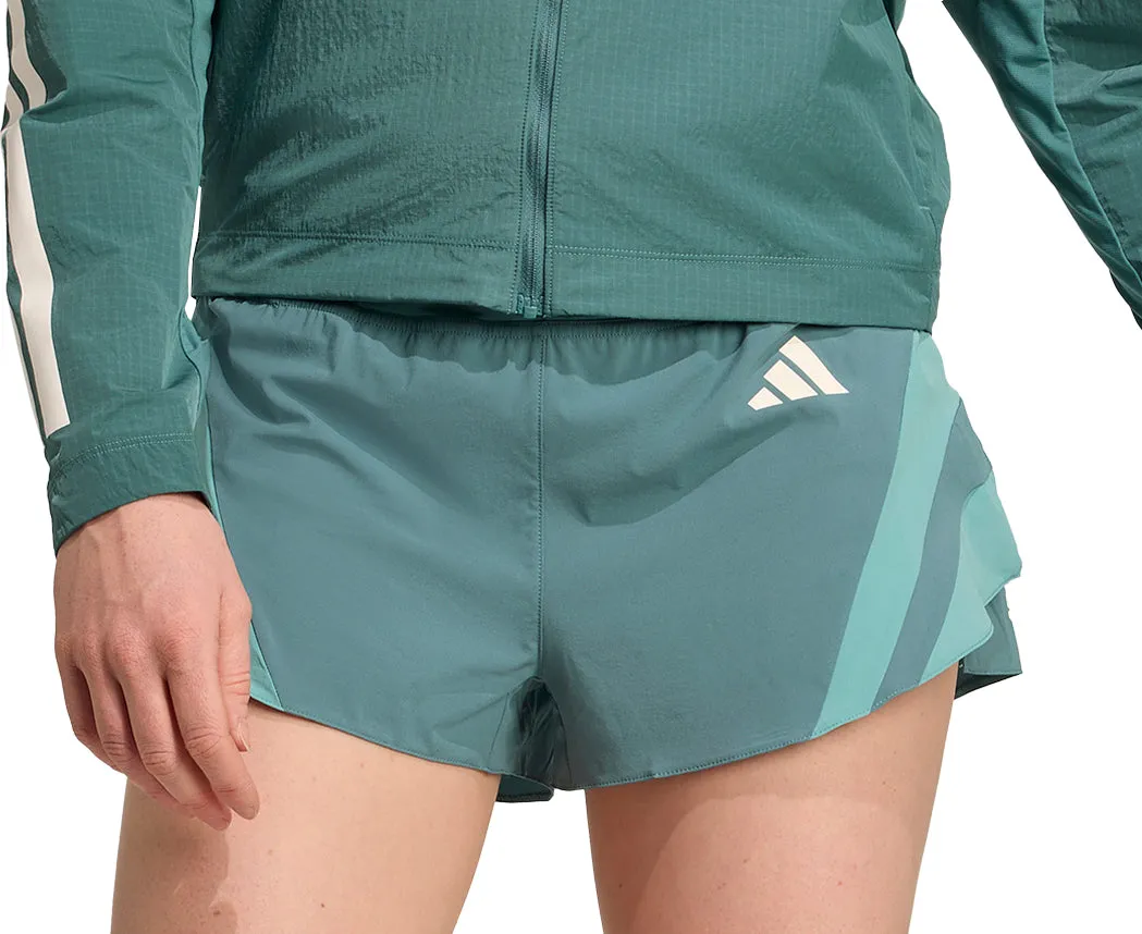 adidas Adizero Archive Gel 3 Inch Womens Running Shorts - Green Flats