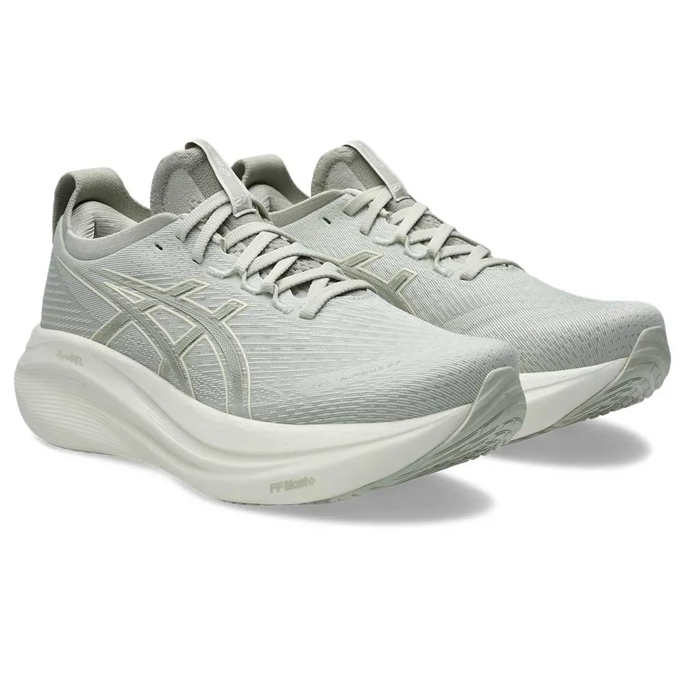 Centered Lacing Web Women's Gel-Nimbus 27 Running Shoe - Lake Grey/White Sage - Regular (B)