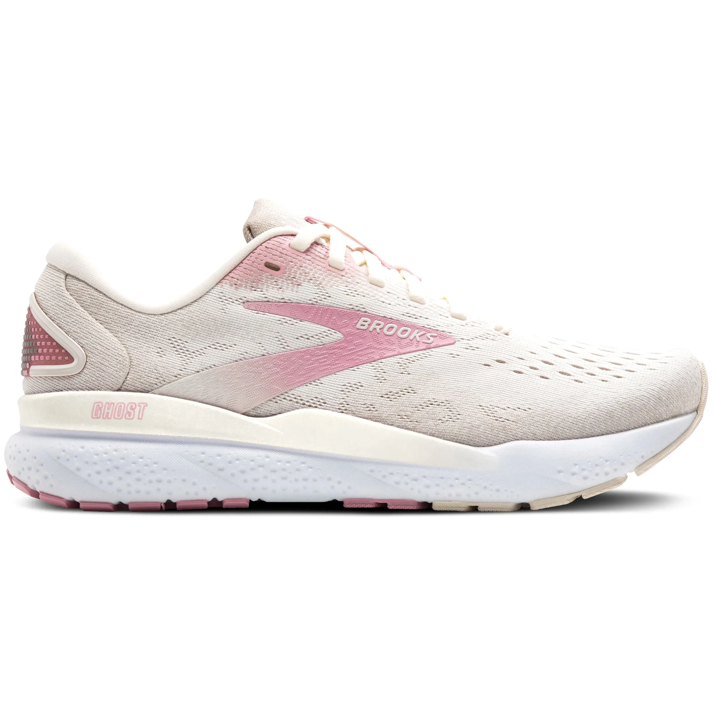 Stabilizing Arch Bridge Brooks Women's Ghost 16 Running Shoes Coconut / Zephyr / White