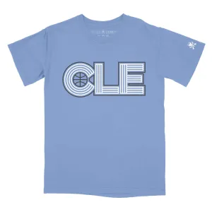 Classic Smart Non-toxic CLE Basketball City - Mens/Unisex Crew T-Shirt - Light Blue