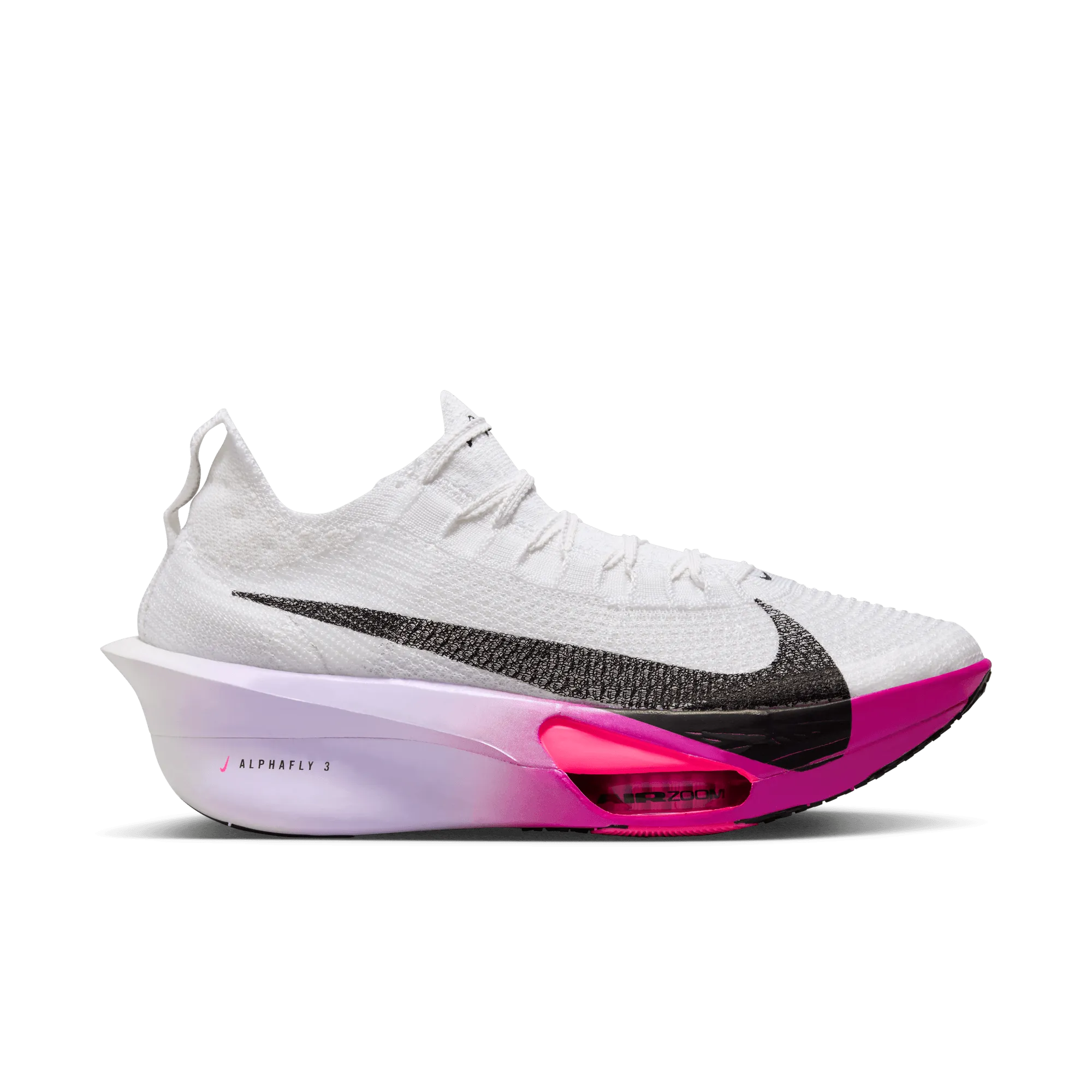 Hollow Core Technology Adjustable lacing Women's Alphafly 3 (100 - White/Black-Purple Agate-Vivid Grape)