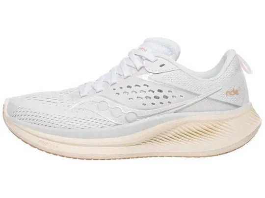 Saucony | Ride 17 | Women's | White/Pearl seamless upper running shoes