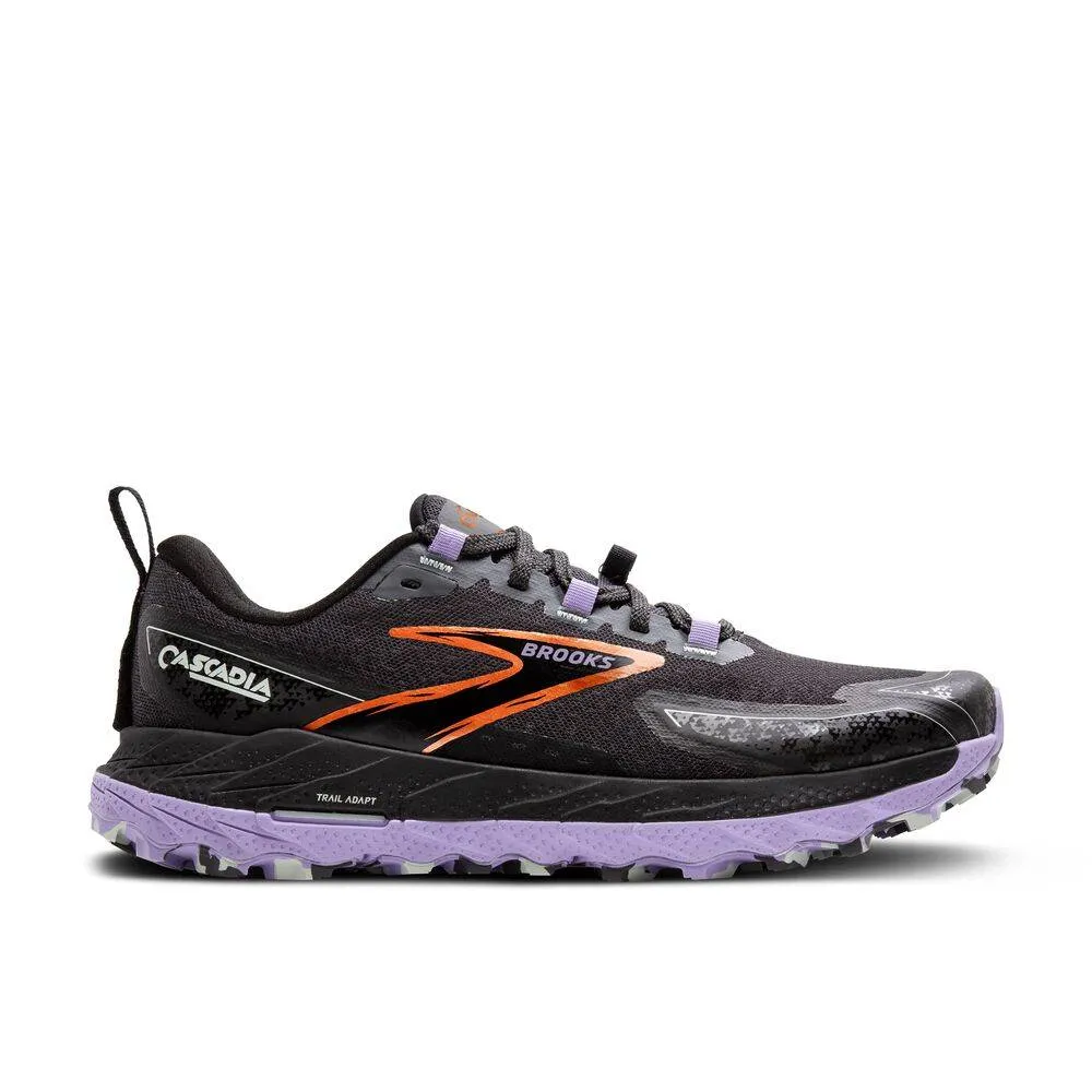 Brooks Cascadia 18 (Womens) - Ebony/Sweet Lavender/Copper Hydrophobic Knit