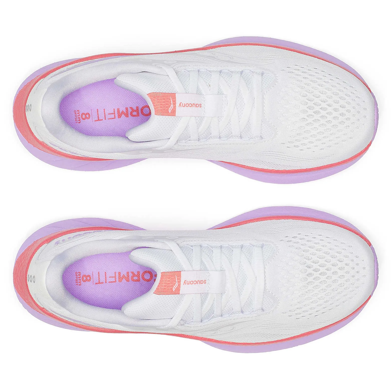 Women's Ride 18 Running Shoes White / Coral wide - fit option Lace Lock Stability