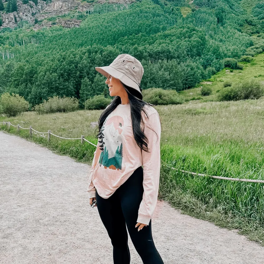 Forest Scene Long Sleeve - Pink Gravel sports performance