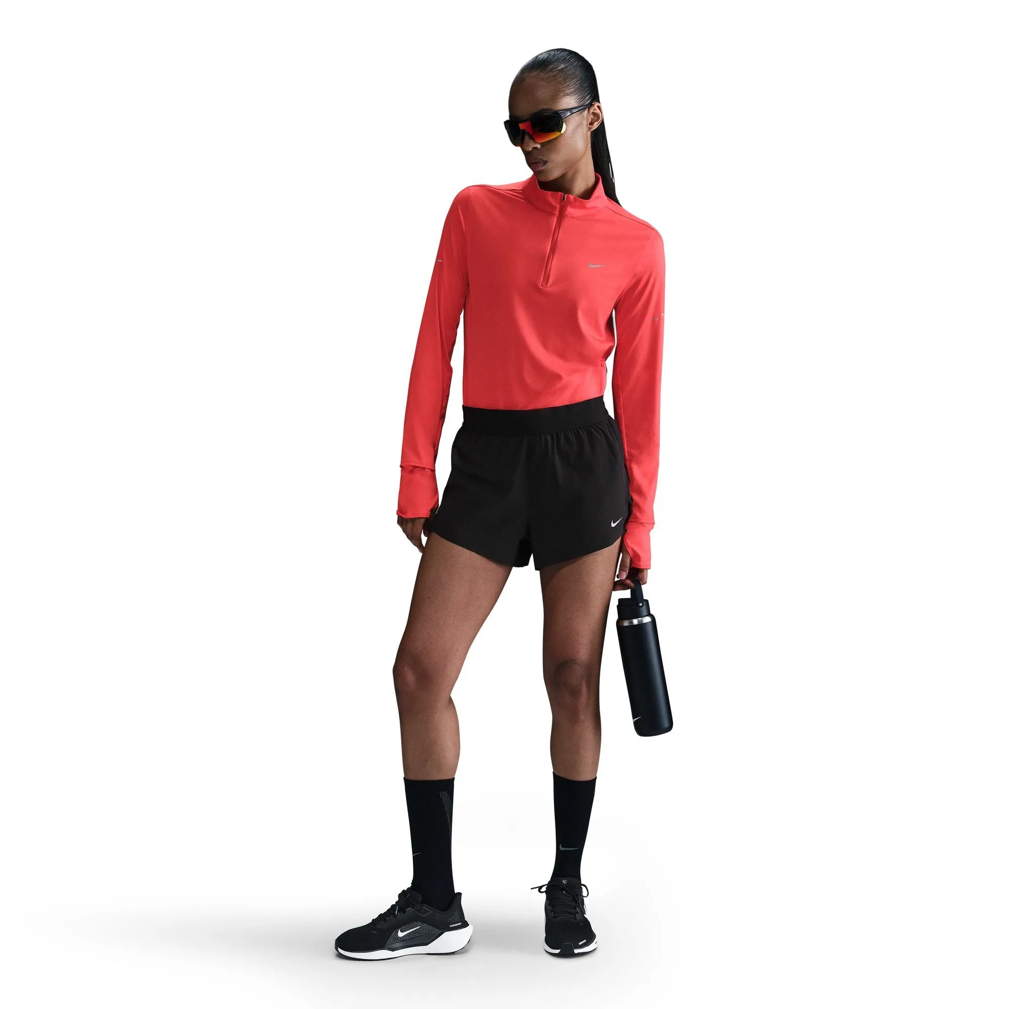 Women's Swift Dri-FIT Mid-Rise 2.5" Brief-Lined Running Shorts (010 - Black/Reflective Silver) Thermal regulation AntiStatic Cloth