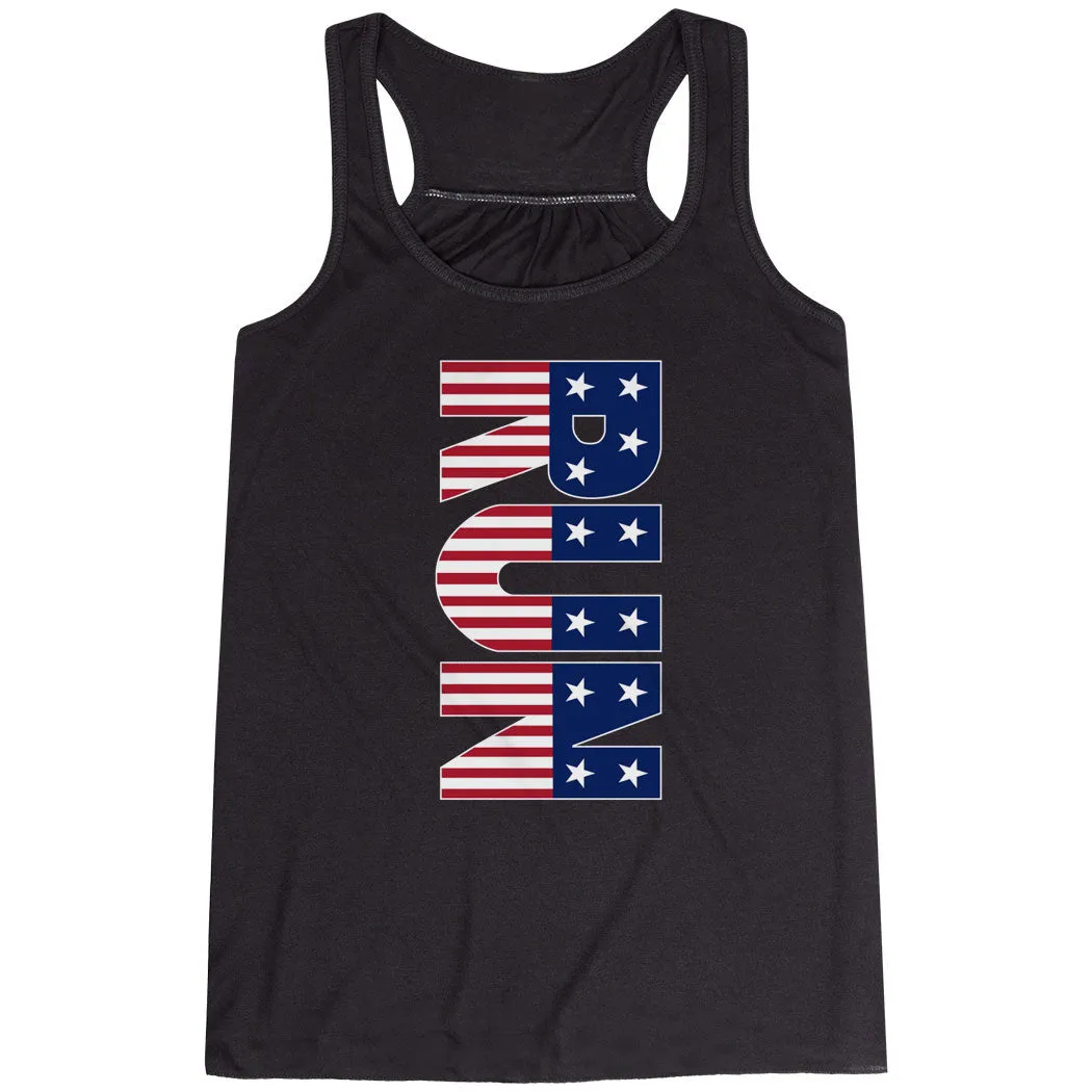 multi - compartment Flowy Racerback Tank Top - Patriotic Run