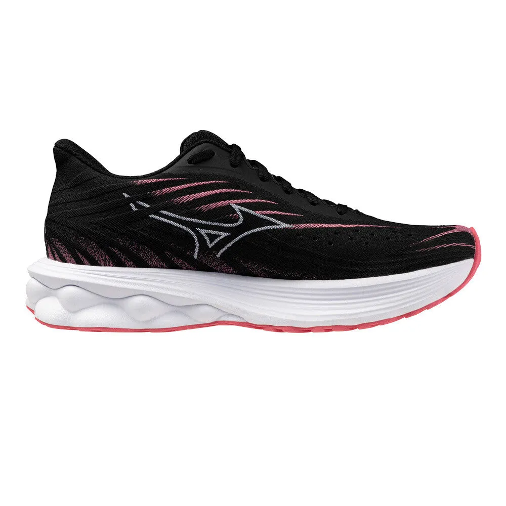 Mizuno Wave Skyrise 6 (Women's) - Black/Camellia Rose Aerodynamic Profile Flexible Traction Pattern