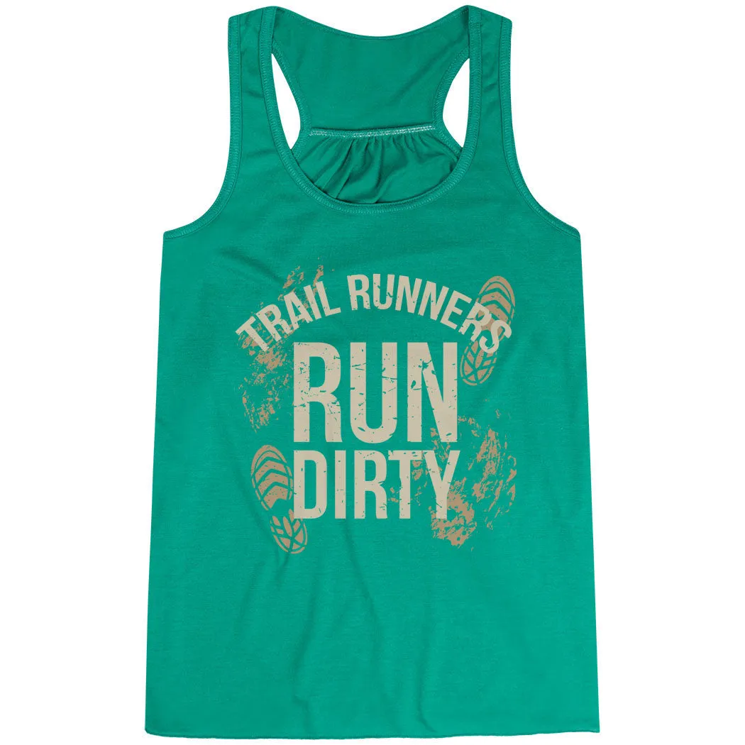Flowy Racerback Tank Top - Run Dirty Smooth No Roll Hem Stretch Fiber Blend