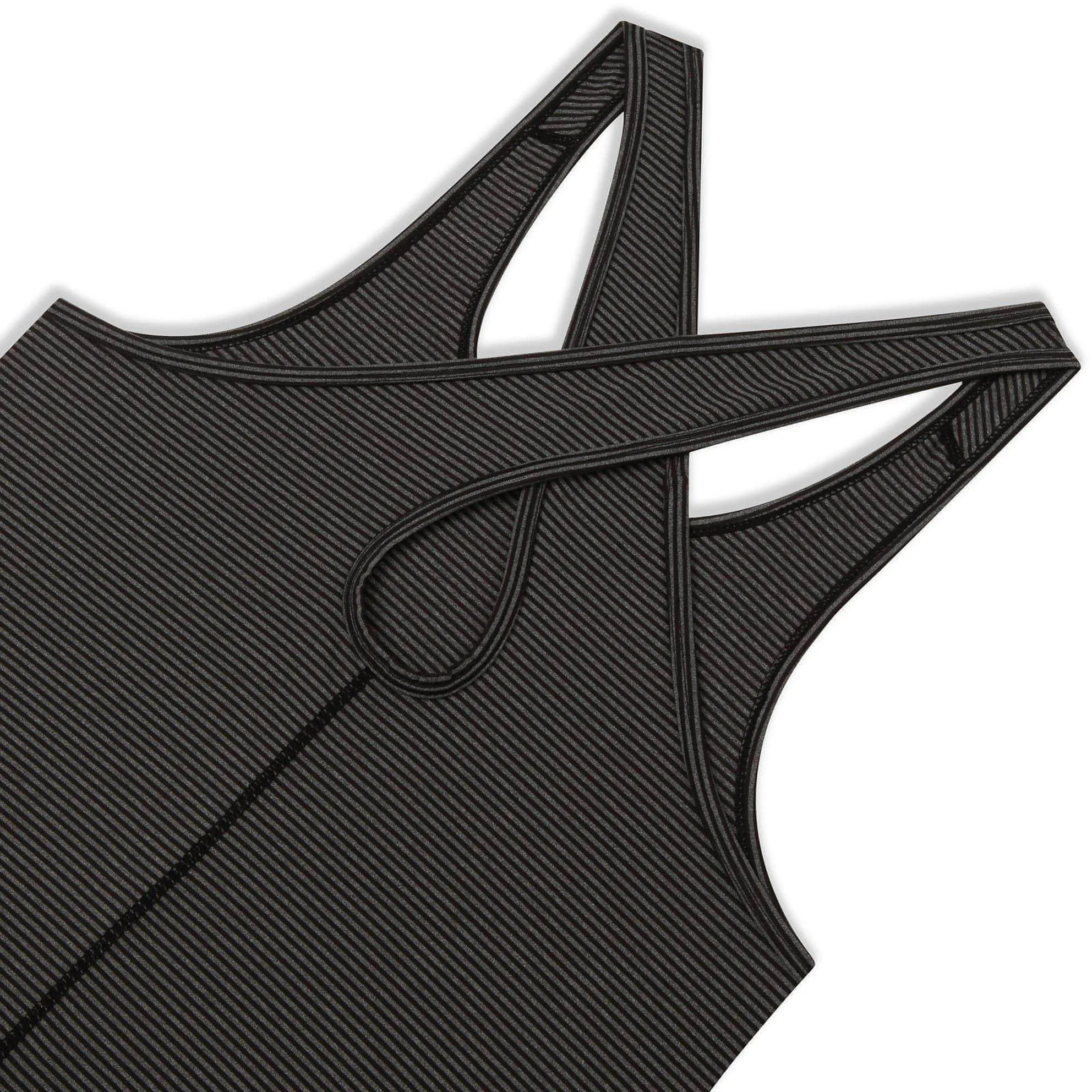 High Stretch Material Commercial - grade TCA Vista Cross Back Womens Running Vest Tank Top - Black