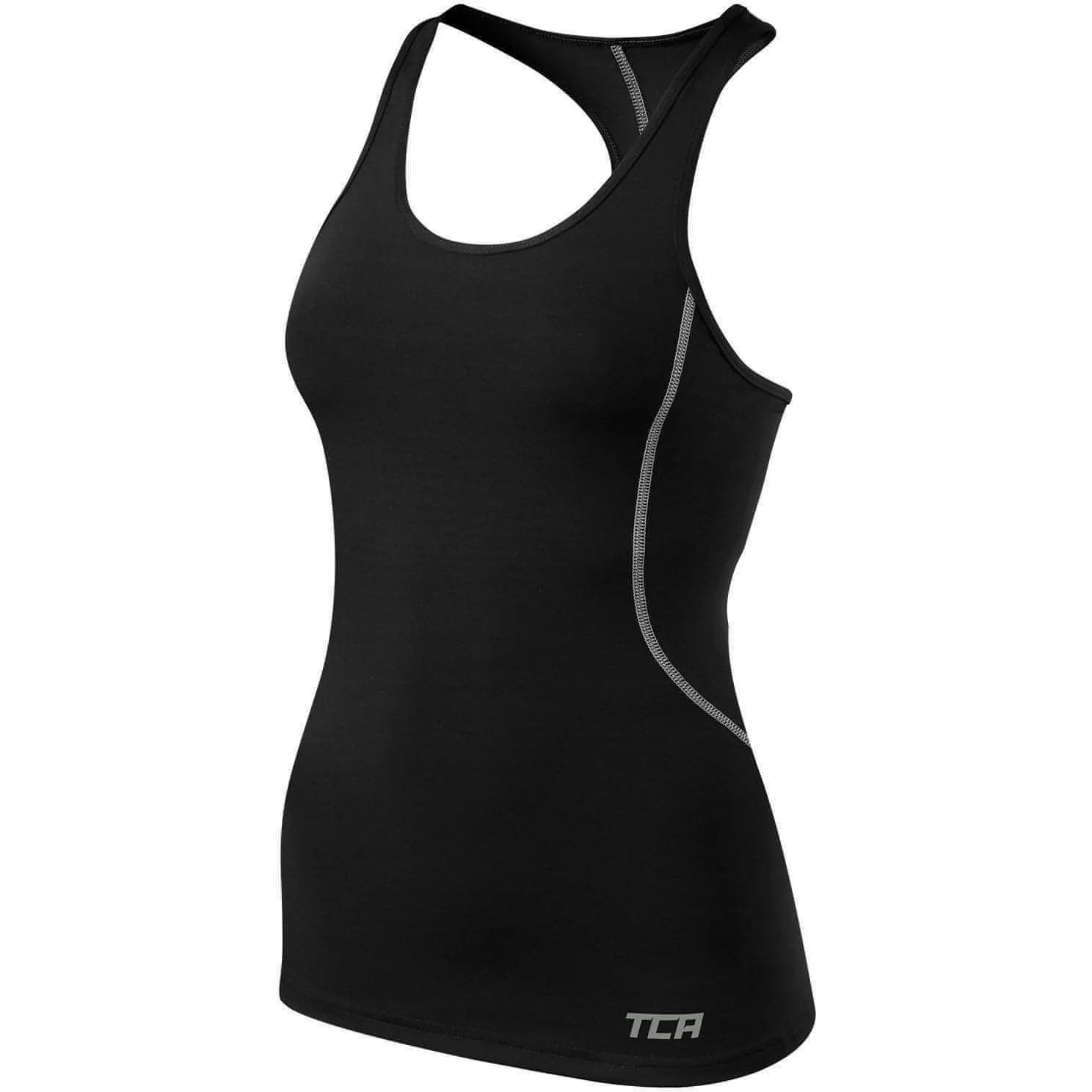 TCA Pro Performance Womens Running Vest Tank Top - Black Performance - measured single - function