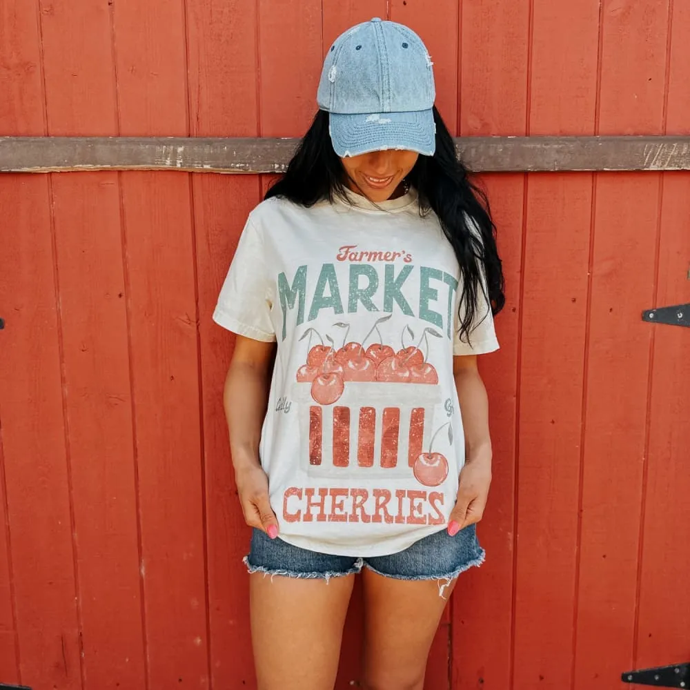 Dimensional Stability Weave Stone Wash Process Cutie Cherry Market Tee