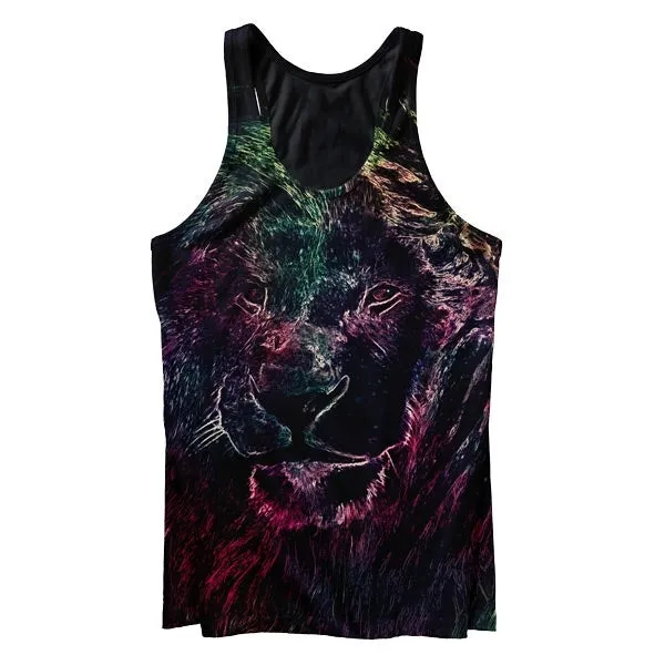 Mr. Lava Lion Tank Top Stretch Panels Water Resistant Finish