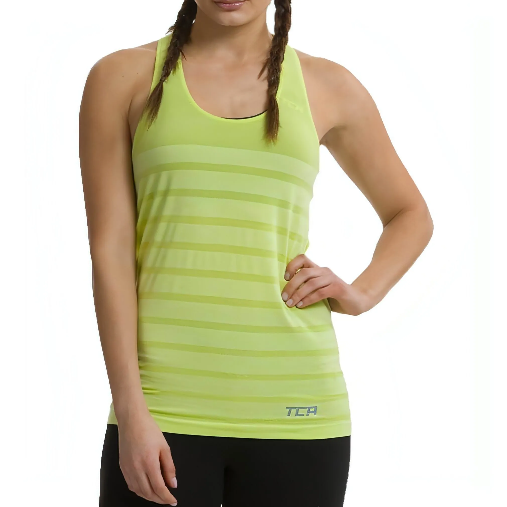 Ergonomic Paneling TCA QuickDry SuperKnit Womens Running Vest Tank Top - Green